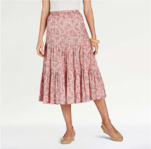 Tiered Print Cotton Skirt - LP398